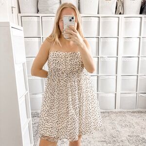 NEW Reformation Catarina Mini Chiffon Dress Cream Dot